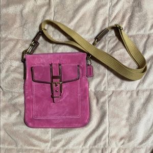 Coach magenta suede small crossbody bag